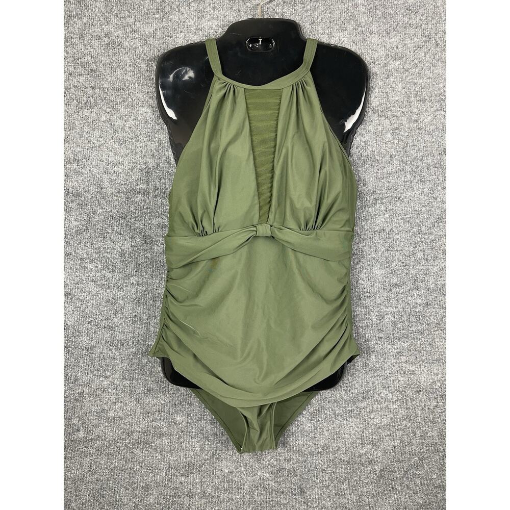 Tempt Me Women One Piece Swimsuit Olive Green High‎ Waist XL